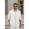 COOFANDY Mens Oxford Shirt Long Sleeve Dress Shirt Casual Button Down Shirt(White)