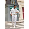 COOFANDY Mens Oxford Shirt Long Sleeve Dress Shirt Casual Button Down Shirt(White)