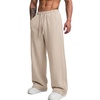 COOFANDY Men’s Casual Baggy Sweatpants Cotton Wide Leg Drawstring Pants(Beige)