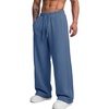COOFANDY Men’s Casual Baggy Sweatpants Cotton Wide Leg Drawstring Pants(Blue)