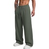 COOFANDY Men’s Casual Baggy Sweatpants Cotton Wide Leg Drawstring Pants(Dark Green)
