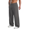 COOFANDY Men’s Casual Baggy Sweatpants Cotton Wide Leg Drawstring Pants(Dark Grey)