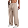 COOFANDY Men’s Casual Baggy Sweatpants Cotton Wide Leg Drawstring Pants(Khaki)
