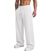 COOFANDY Men’s Casual Baggy Sweatpants Cotton Wide Leg Drawstring Pants(White)