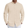 COOFANDY Mens Oxford Shirt Long Sleeve Dress Shirt Casual Button Down Shirt(Beige)
