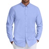 COOFANDY Mens Oxford Shirt Long Sleeve Dress Shirt Casual Button Down Shirt(Blue)