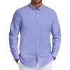 COOFANDY Mens Oxford Shirt Long Sleeve Dress Shirt Casual Button Down Shirt(Denim Blue)