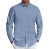 COOFANDY Mens Oxford Shirt Long Sleeve Dress Shirt Casual Button Down Shirt(Grey Blue)