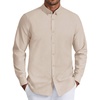 COOFANDY Mens Oxford Shirt Long Sleeve Dress Shirt Casual Button Down Shirt(Khaki)