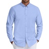 COOFANDY Mens Oxford Shirt Long Sleeve Dress Shirt Casual Button Down Shirt(Light Blue)