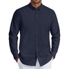 COOFANDY Mens Oxford Shirt Long Sleeve Dress Shirt Casual Button Down Shirt(Navy Blue)