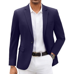 COOFANDY Men Blazer Jacket Lightweight Knit Sport Coats Casual Suit Jackets(Navy Blue)