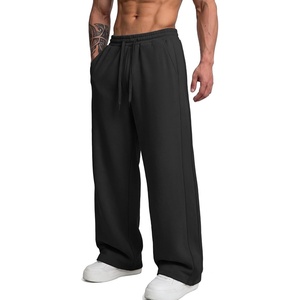 COOFANDY Men’s Casual Baggy Sweatpants Cotton Wide Leg Drawstring Pants(Black)