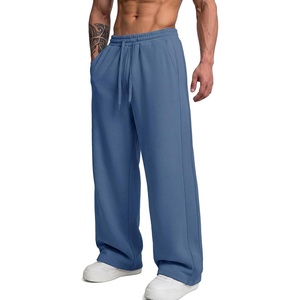 COOFANDY Men’s Casual Baggy Sweatpants Cotton Wide Leg Drawstring Pants(Blue)
