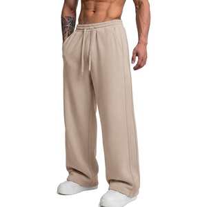 COOFANDY Men’s Casual Baggy Sweatpants Cotton Wide Leg Drawstring Pants(Khaki)