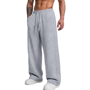COOFANDY Men’s Casual Baggy Sweatpants Cotton Wide Leg Drawstring Pants(Light Grey)