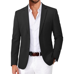 COOFANDY Men’s Casual Blazer Slim Fit Two Button Knit Sport Coat(Black)