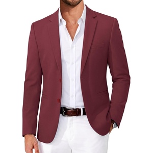 COOFANDY Men’s Casual Blazer Slim Fit Two Button Knit Sport Coat(Burgundy)
