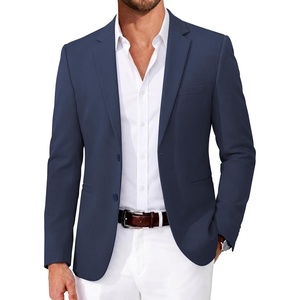 COOFANDY Men’s Casual Blazer Slim Fit Two Button Knit Sport Coat(Navy Blue)