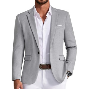 COOFANDY Men’s Casual Knit Blazer Sport Coats Business Suit Jacket(Light Grey)