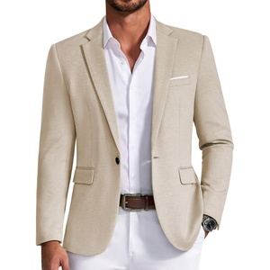 COOFANDY Men’s Casual Knit Blazer Sport Coats Business Suit Jacket(Light Khaki)