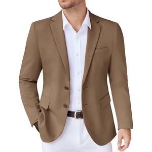 COOFANDY Mens Casual Knit Blazer Stretch Sport Coat Two Button Suit Jackets(Light Brown)