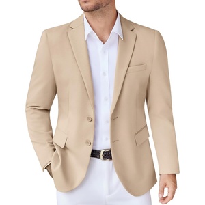 COOFANDY Mens Casual Knit Blazer Stretch Sport Coat Two Button Suit Jackets(Light Khaki)