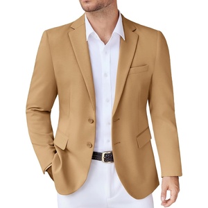 COOFANDY Mens Casual Knit Blazer Stretch Sport Coat Two Button Suit Jackets(Light Tan)