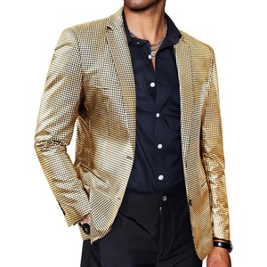 COOFANDY Mens Metallic Jacket Casual Sport Coat 70s Party Disco Outfits(01_gold)