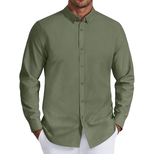 COOFANDY Mens Oxford Shirt Long Sleeve Dress Shirt Casual Button Down Shirt(Army Green)