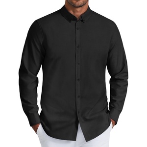 COOFANDY Mens Oxford Shirt Long Sleeve Dress Shirt Casual Button Down Shirt(Black)