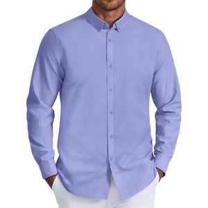 COOFANDY Mens Oxford Shirt Long Sleeve Dress Shirt Casual Button Down Shirt(Denim Blue)