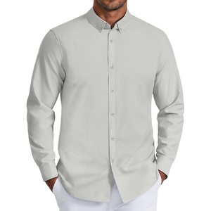 COOFANDY Mens Oxford Shirt Long Sleeve Dress Shirt Casual Button Down Shirt(Light Grey)