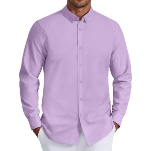 COOFANDY Mens Oxford Shirt Long Sleeve Dress Shirt Casual Button Down Shirt(Light Purple)
