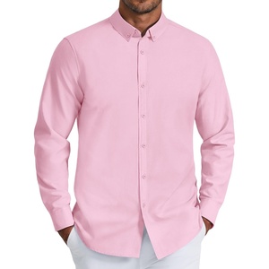 COOFANDY Mens Oxford Shirt Long Sleeve Dress Shirt Casual Button Down Shirt(Pink)
