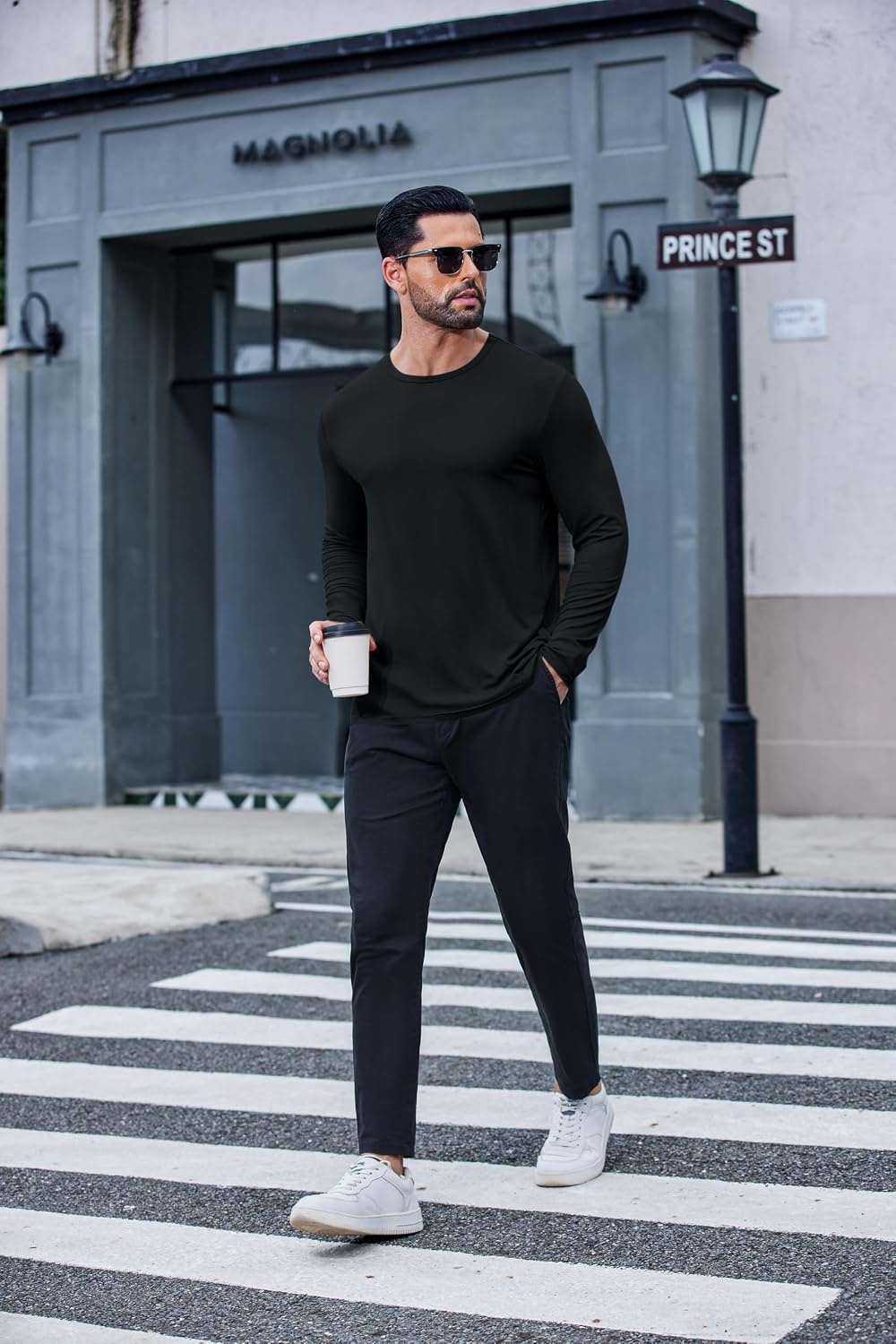 image:imageCOOFANDY Mens TShirt Long Sleeve Crew Neck Casual Soft Basic Tee ShirtsBblackBlackBlack