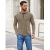 COOFANDY Mens Henley Shirts Long Sleeve Button T-Shirt Fashion Casual Pullover Shirts Soft Stretch Tees Tops(Khaki)