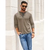 COOFANDY Mens Henley Shirts Long Sleeve Button T-Shirt Fashion Casual Pullover Shirts Soft Stretch Tees Tops(Khaki)