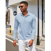 COOFANDY Men’s Long Sleeve Polo Shirt Golf Lightweight Breathable Moisture Wicking Shirt for Business Casual Work Outdoor(1 Pack Light Blue)
