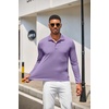 COOFANDY Men’s Long Sleeve Polo Shirt Golf Lightweight Breathable Moisture Wicking Shirt for Business Casual Work Outdoor(1 Pack Lilac)