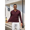 COOFANDY Men’s Long Sleeve Polo Shirt Golf Lightweight Breathable Moisture Wicking Shirt for Business Casual Work Outdoor(1 Pack Maroon)