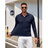 COOFANDY Men’s Long Sleeve Polo Shirt Golf Lightweight Breathable Moisture Wicking Shirt for Business Casual Work Outdoor(1 Pack Navy Blue)