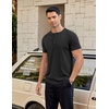 COOFANDY Men’s T-Shirts Henley Short Sleeve Cotton Shirts Button Tee Tops(Black)