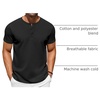 COOFANDY Men’s T-Shirts Henley Short Sleeve Cotton Shirts Button Tee Tops(Black)