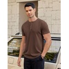 COOFANDY Men’s T-Shirts Henley Short Sleeve Cotton Shirts Button Tee Tops(Brown)