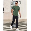 COOFANDY Men’s T-Shirts Henley Short Sleeve Cotton Shirts Button Tee Tops(Dark Green)