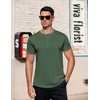 COOFANDY Men’s T-Shirts Henley Short Sleeve Cotton Shirts Button Tee Tops(Dark Green)