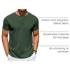 COOFANDY Men’s T-Shirts Henley Short Sleeve Cotton Shirts Button Tee Tops(Dark Green)