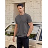 COOFANDY Men’s T-Shirts Henley Short Sleeve Cotton Shirts Button Tee Tops(Dark Grey)