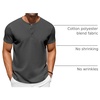 COOFANDY Men’s T-Shirts Henley Short Sleeve Cotton Shirts Button Tee Tops(Dark Grey)